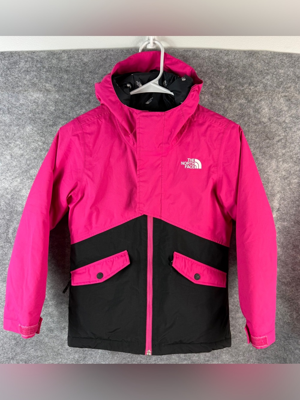 The North Face DryVent Girls S (7-8) Hooded Full Zip Ski Jacket Pink/Black